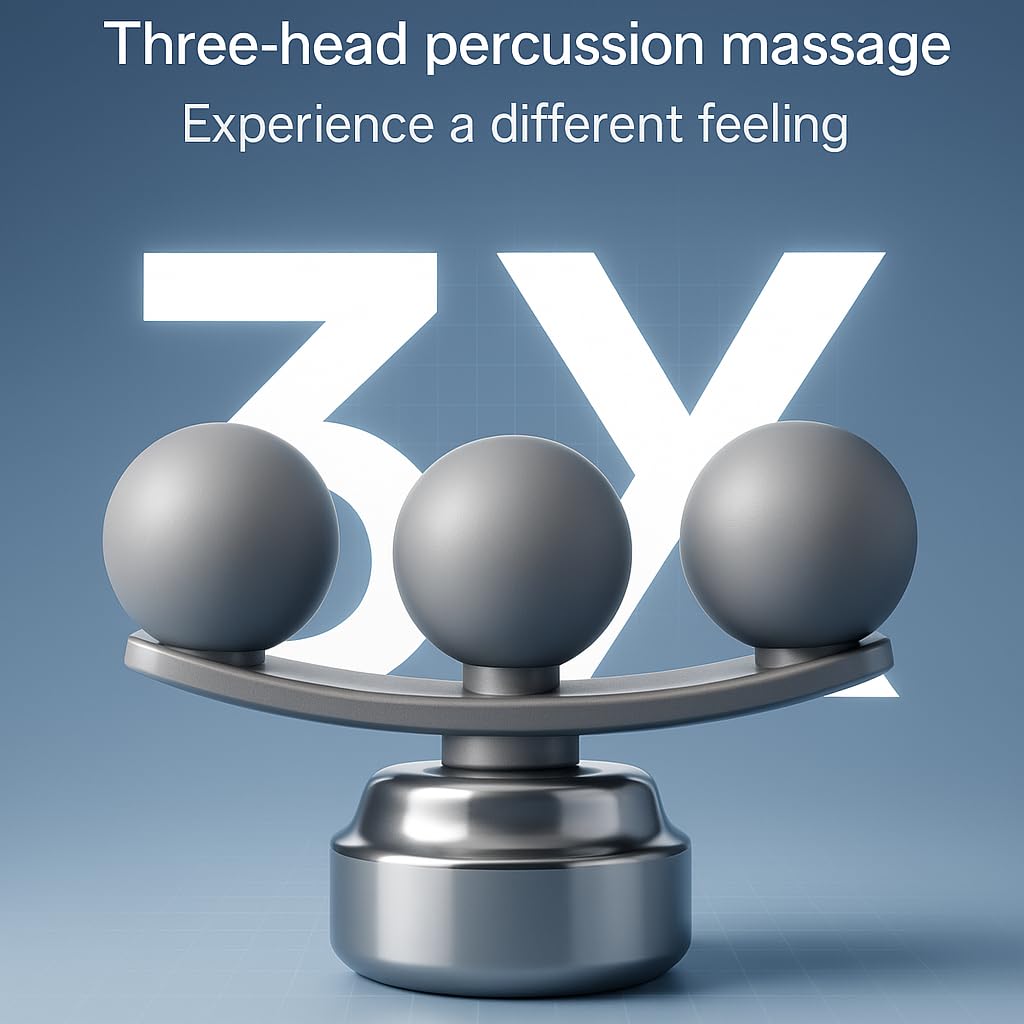 Massage Gun for Pain Relief & Muscle Recovery, Deep Tissue Percussion Massager with 6 Heads, Long Battery Life, Quiet Portable Handheld Body Massager for Gym & Home Use