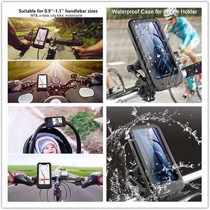 Bike/Scooty Mobile Stand, Waterproof Cell Phone Mount Holder, Universal Bikes Handlebar Sensitive Touch Screen, Fit 4-7.2 Inches All Smartphones Adjustable 360° Rotation