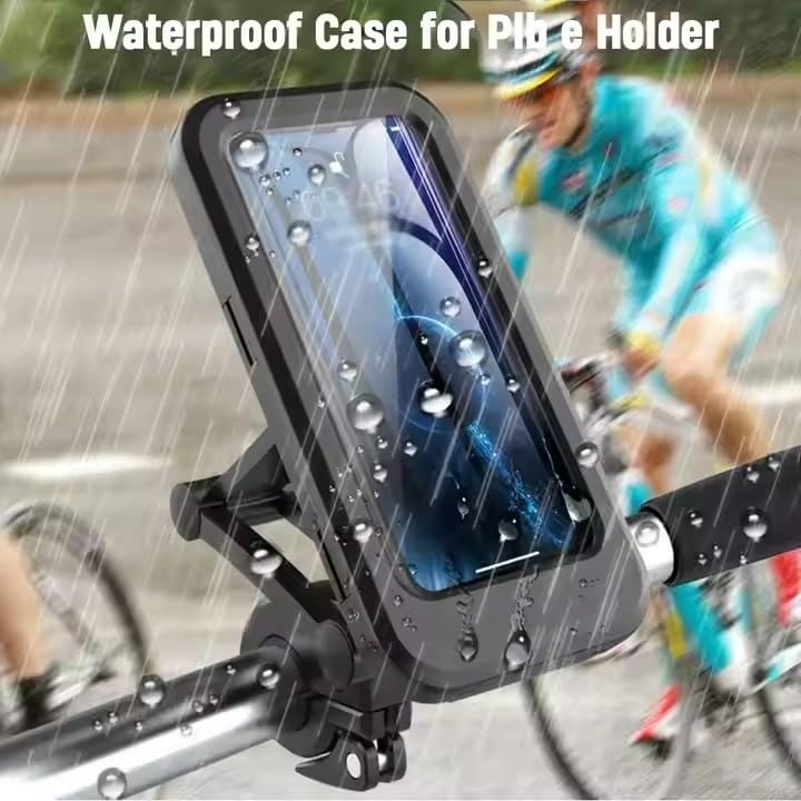 Bike/Scooty Mobile Stand, Waterproof Cell Phone Mount Holder, Universal Bikes Handlebar Sensitive Touch Screen, Fit 4-7.2 Inches All Smartphones Adjustable 360° Rotation