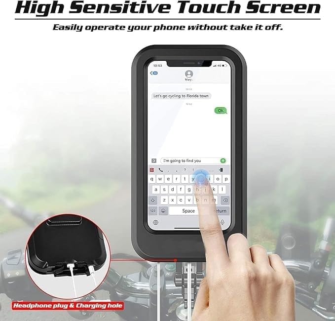Bike/Scooty Mobile Stand, Waterproof Cell Phone Mount Holder, Universal Bikes Handlebar Sensitive Touch Screen, Fit 4-7.2 Inches All Smartphones Adjustable 360° Rotation