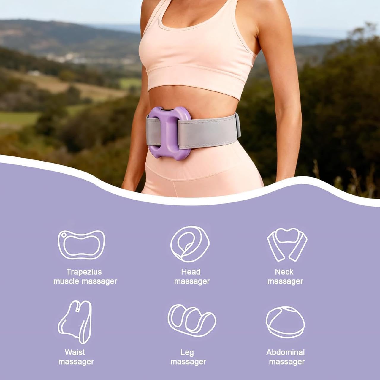 Fascial Massage Ring Percussion Muscle Ring Massager with Belt for Muscle Relaxation Legs Mini Gun Massager for Full Body Massage | Relief & Relaxation for Men and Women | autometic shut off after 15 min (Purple)