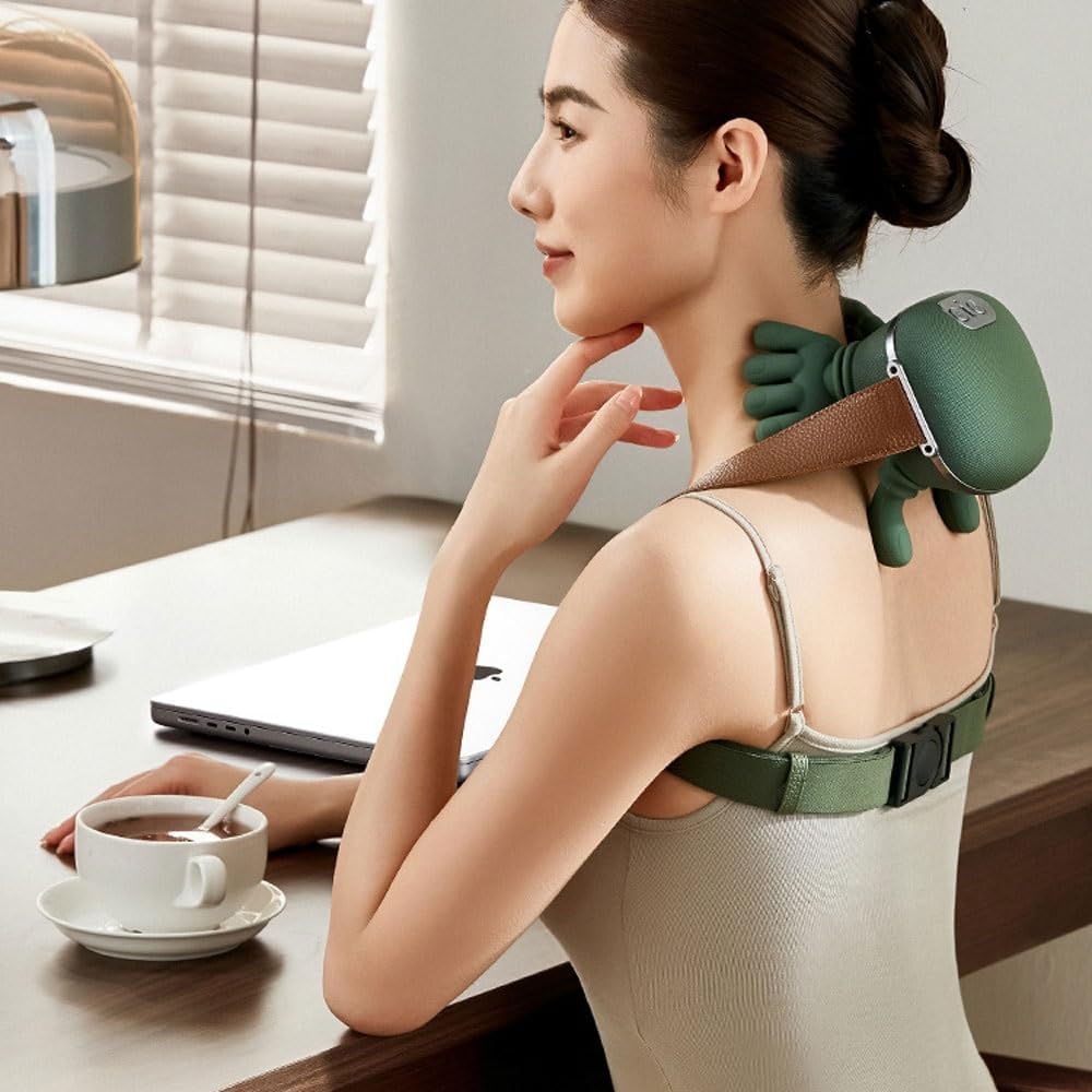 Bionic Heated Massager, Wireless Portable Shiatsu Neck and Back Massager, Electric Deep Tissue 4D Kneading Massage, Simulated Human Hand Design for Pain Relief and Muscle Relax