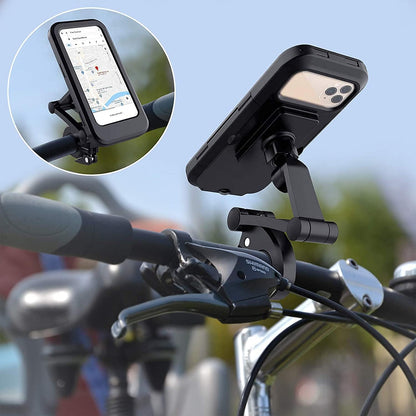 Bike/Scooty Mobile Stand, Waterproof Cell Phone Mount Holder, Universal Bikes Handlebar Sensitive Touch Screen, Fit 4-7.2 Inches All Smartphones Adjustable 360° Rotation