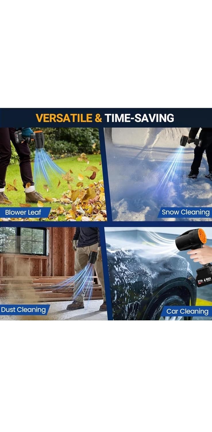 MZ F91 Cordless Turbo Jet Fan Blower 18.5V Rechargeable Battery Operated Air Duster, High Speed Cleaning Blower with Charger & Carry Case for Car, Computer, Home & Workshop