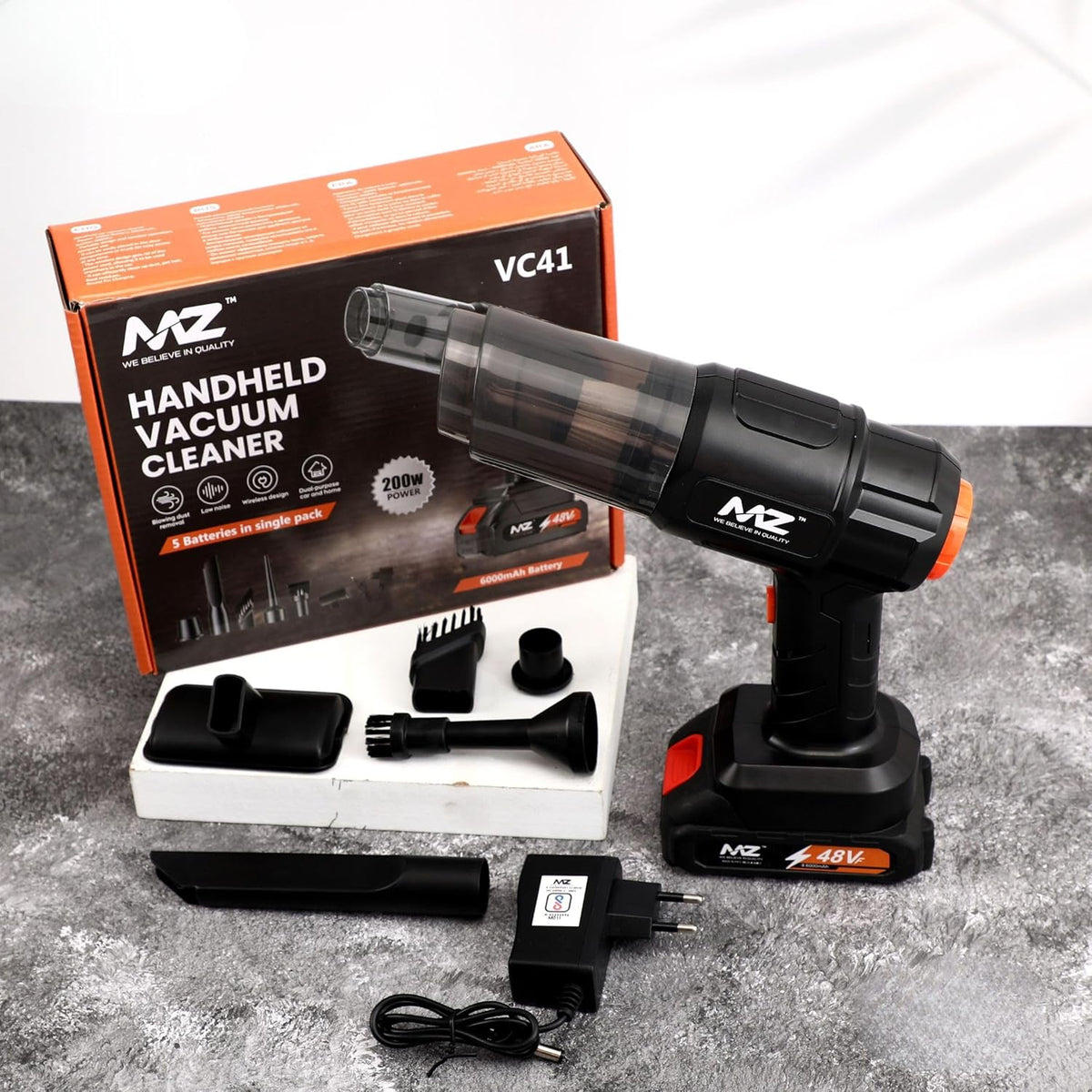 MZ VC41 (Handheld Vacuum Cleaner) 200W, 6000mAh Battery Wireless with Multiple Uses Hand-held Vacuum Cleaner with Reusable Dust Bag