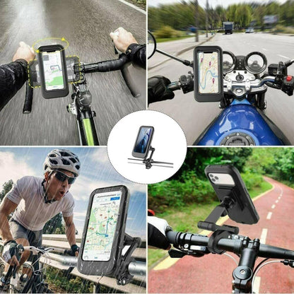 Bike/Scooty Mobile Stand, Waterproof Cell Phone Mount Holder, Universal Bikes Handlebar Sensitive Touch Screen, Fit 4-7.2 Inches All Smartphones Adjustable 360° Rotation